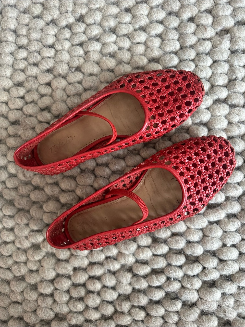 Madewell Red Woven Greta Mary Jane Ballet Flats